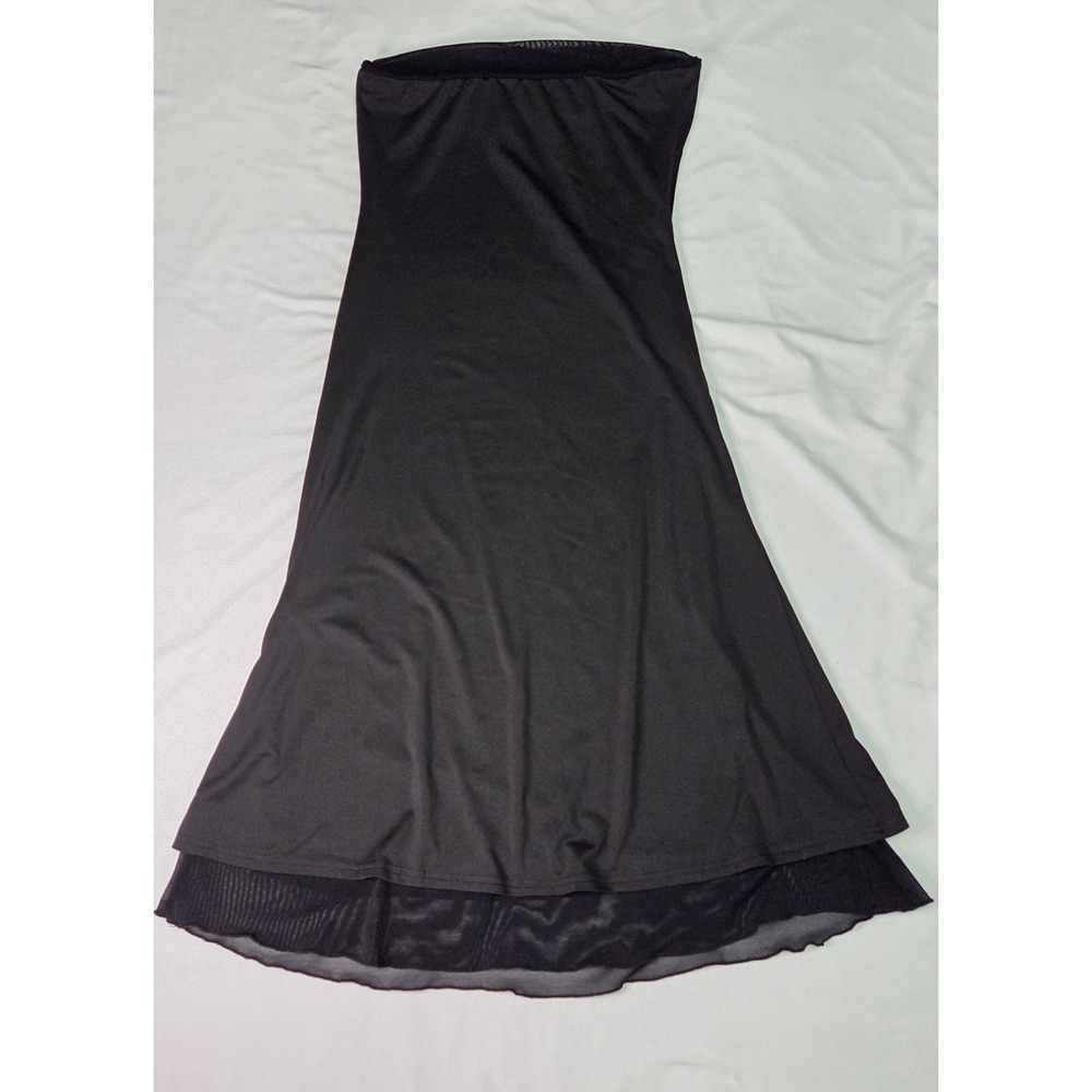 Shein M Blk Strapless Maxi Party Dress Sheer Mesh Liner Whimsigoth Fairy Grunge - Picture 7 of 7